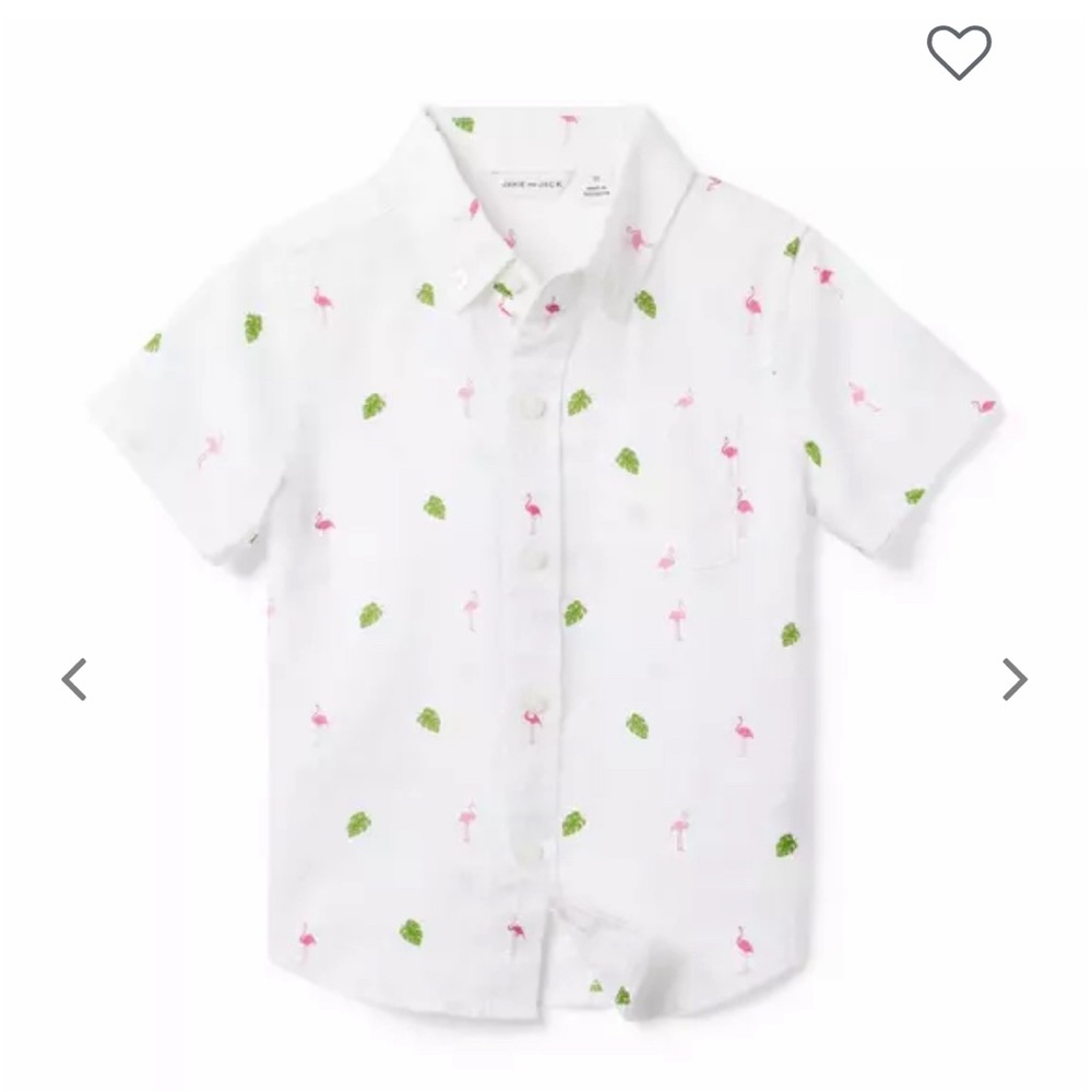 Janie & Jack Flamingo Palm Linen Shirt - size 3T